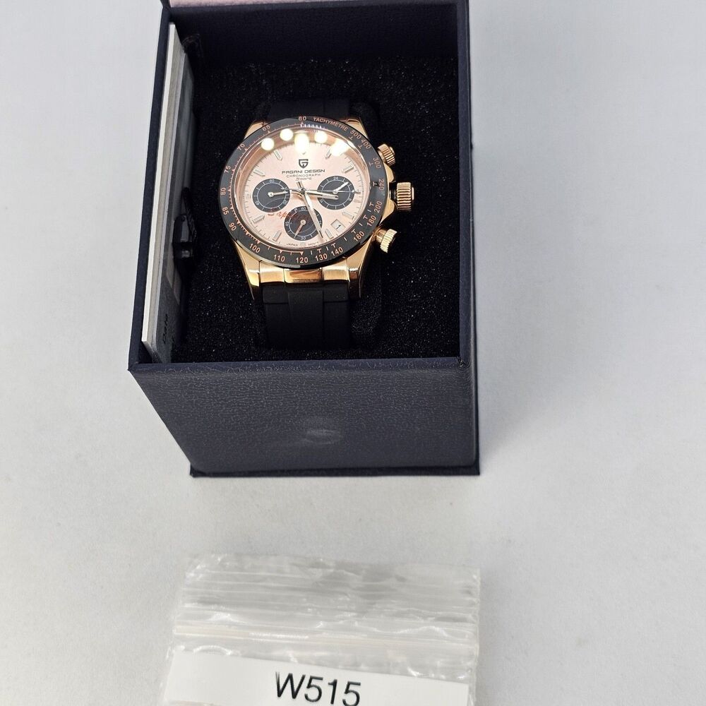 Pagani Design‎ Watch Men's 40MM Gold Dial Black Plastic Red Orange Canvas Bands - Picture 16 of 16